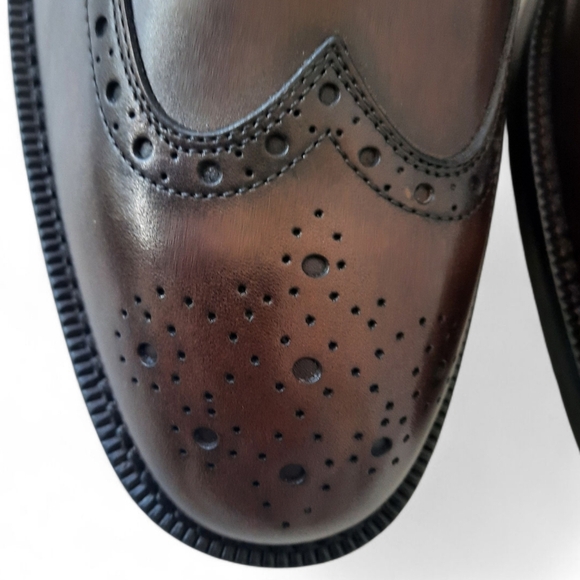 ALLEN EDMONDS Modigliani Wingtip Oxford Brogue Italy Leather Flex Brown 11.5 D - Picture 4 of 13